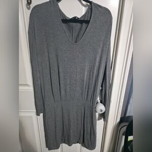 Banana Republic L/S Snitty  Gray Knit Sheath Dress Long Sleeve Pockets Size M